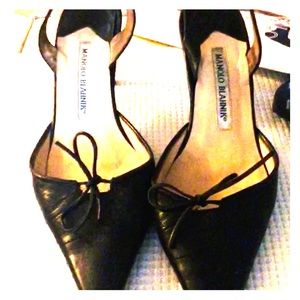 Manolo Blahnik Carolyn Leather Slingback 3”